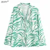 Nowe kobiety vintage zielone druk w paski swobodne koszule kimono długie rękawowe bluzki kieszonkowe kobiety ROUPAS Femininas Tops LS6413