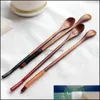 Tea Scoops Teaware Kitchen Dining Bar Home Garden High Quality Wooden Spoons Large Long Handled Coffee Soup Stirring Tableware Drop Deliv