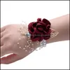 Hochzeit Blumen Party Supplies Veranstaltungen Cor Brautjungfer Armband Fleur Schaum Rosen Boutonniere Braut Schwester Mädchen Armbänder Prom Decor1995961