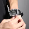 Designer Herren Watch Mode Luxus Black Diamond Watch Quarz Sports Uhren Silikongurt Armbanduhr 7854008