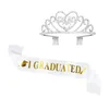 Party Decoration Class van 2022 Afgestudeerd Satin Sash Grad Gold Crown For School Student Celebration Graduation Supply PO Props