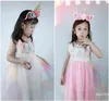 Açık Satış Kızlar Elbise Gökkuşağı Nakış Çiçekleri Toddler Sundress Prenses Çocuk Kızlar Partisi Yaz Gelinlik 1-10y G220506
