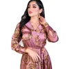 Abbigliamento etnico Eid Mubarak Abaya Dubai Turchia Abito musulmano in raso Donna Arabo Marocchino Caftano Elegante signora Abbigliamento islamicoEtnico