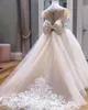 Mädchen Kleider Hochzeit Party Blumenmädchen Kleid Ballkleid Kinder Festzug Große Schleife Lange Ärmel Weiß Kind Braut Vestidos de NoviaGirl's