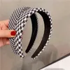 Nieuwe Trendy Plaid Dikke Hoofdbanden Haarbanden Klassiek Zwart Wit Houndstooth Leopard Rooster Grids Hoofdband HOOFD HOOFD BEZEL AA220323