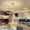 Lámparas colgantes Anillos círculo luces LED acrílicas Cuerpo de aluminio 60 cm 80 cm 100 cm Luminaria para vestíbulo de dormitorio