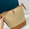 Tote Straw Crossbody bag bucket Women beach Shoulder bags Handbag Purse lady Sac High quality Fashion letters Removable strap