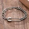 Pulseiras de elo Corrente Homem Pulseira Alfinete de Segurança Meio Retângulo Cubano Joias MasculinasLink Raym22