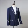 Men's Suits & Blazers Men's Set Performance Dress Host Stage Studio Theme Jackets Striped Clothes Costumes Hommes Abiti Da CerimoniaMen'