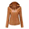 New Autumn Winter Women's Detachable Hooded Leather Jacket British Glen Fashion Plush Warm Jacket Six Colors Pu Coat Top L220801