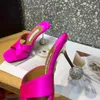New Aquazzura High-Heeled Slippers Sandals Stiletto Mules 다이아몬드 공 금속 발 뒤꿈치 105mm 실크 슬립 온 오픈 발가락 여성 고급 디자이너 신발