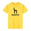 Hazzys Luxury Tshirt Men Shork Shorker Shirts Short Summer Fashion Casual с брендом писем высококачественные дизайнеры футболка Sauntumn Sportwear Мужчины