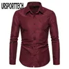 UrsportTech Print Koszulka z długimi rękawami Mężczyźni Duże rozmiar Regularne Eleganckie, swobodne koszule męskie sukienka biznesowa Koszulka Camisas Masculina 201124