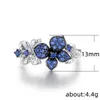Klusterringar blå blomma för kvinnor silver färg ring av kvinnliga anel smycken tillbehör parti gåvor cluster