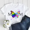 Mode Frauen T Shirt Mom Schmetterling Floral Print Weibliche Kurzarm Tops Sommer T-shirts Dame Streetwear