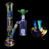 Tubi per acqua in vetro colorato Downsteam Perc Riciclatore Dab Rigs Bruciatore a nafta Pipa inebriante Narghilè Dabber Bong spessi Fumatori Shisha Accessorio