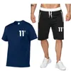 Marca de verão 11ﾰ Roupas masculinas T-shirt Conjuntos de treino Harajuku Tops Tee Engraçado Hip Hop Cor T ShirtBeach Casual Shorts Set 220607