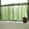 カーテンドレープリネンかぎ針編みエッジビストログリーンカントリーハウススタイルビンテージ半透明のキッチンリビングルームコフェクター