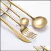 Flatware sets keuken eetbar huizen tuin 4 stks bestek roestvrijstalen mes mes vork lepel set sierware drop levering 2021 cvvni