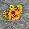 Decorative Flowers & Wreaths Artificial Sunflower Bouquet Home Decor Highly Realistic Silk Daisies Sun Flower Arrangement Wedding Party Deco