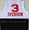 Mens Yeni Dikişli Allen 3 Iverson Formaları İyi Kalite Ucuz Georgetown Hoyas Allen 3 Iverson Basketbol Jerrsey College