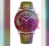 Super Three Mens Mens Полный функциональный секундомер Watch 45 мм крупные кожаные ленты Quartz Автоматическое светоизмученое импортное хрустальное зеркало Orologio di Lusso.