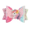 DHL Faveur 3 pouces fille enfant cheveux arc clip licorne sequin sirène barrettes arc en épingle à cheveux de Noël tête de cheveux accessoires 12 couleurs F0530A25