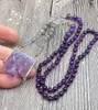 Pendant Necklaces Natural Amethysts Druzy Stone Beads Knot Handmade NecklacePendant NecklacesPendant