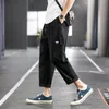 Calça masculina macacão masculino marca de maré de vários bolsos japoneses de algodão solto de hip-hop casual de feixes casuais