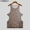 INCERUN Men s Sleepwear Sleeveless Shirt Vests Underwear Shorts Pajamas Sets Thin Side Hollow Casual S 5XL 220613