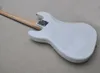 Guitare basse électrique blanche à 4 cordes, avec touche en palissandre, Pickguard doré