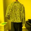 Casual shirts voor heren streetwear Men Hip Hop zwart witte zebra print lange mouw shirt feestjurk Harajuku mode topkleding's