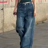 Weekeep Fashion Vintage 2000s Streetwear Jeans Women Low Waist Button Up Straight Pants Korean Retro Baggy 90s Denim Cargo Pants 220815