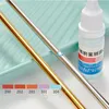6*215mm 304 Stainless Steel Straw Bent Straight Reusable Colorful Straw Metal Drinking Straws Cleaner Brush Bar Drinkware Tool BH4268 TQQ