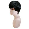 Krótka prosta maszyna wykonana peruki z grzywką Brazylijska Virgin Pixie Cut Natural Human Hair Peruki dla czarnych kobiet