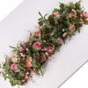 Ghirlande di fiori decorativi Simulazione di matrimonio Disposizione dei fiori Rosa Ortensia Studio Pografia Scena Sfondo Decorazione muraleDecorativo