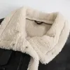 Damenjacken XIKOM 2022 Winter Schwarze Frauen Lederjacke mit Pelzkragen Taschen Streetwear Warm Übergroßer Reißverschluss