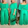 4xl 5xl duże Jumpsuits Rompers dla damskiej dużej plisowanej rękawy Batwing High talia Eleganckie wieczorne ubrania na imprezę