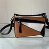 5A grüne Designer -Tasche echte Lederhandtasche Schulter Eimer Frau Taschen Puzzle Kupplung Crossbody Geometry Square Kontrastfarbe Patchwork