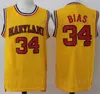 NCAA Basketball 34 Len Bias College Jerseys Men 1985 Maryland Terps High School Wildcats University Black Red White Yellow Team For Sport Fans Breathable Pure Cotton