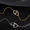 Fashion Metal Alloy Peach Heart Double Heart Necklace Women's Ring Interlocking Small Love Necklace Women Jewelryor