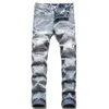 Jeans de azul claro Men Slim Fit Legal perna reta Jean Pant Hip Hop Calça casual Summer Summer Autumn Winter