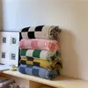 Large Retro Checkerboard Cotton Blanket for Sofa Chair Plaid Color Matching with Tassel Tapestry Bedspread Women Outdoor s 220524