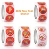 Gift Wrap Cartoon Tiger Chinese Year Sticker 500st/Roll Spring Festival Box Decoration Självhäftande Party SEALGift
