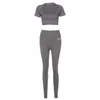 Fashion Active Wear TrackSuits Women 2Pices Set Letter Drukuj Top Chudy High Talle Legging Sportswear Suit Mujer 220602