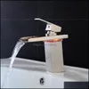 Led Waterfall Bathroom Sink Faucet Temperature Sensor Hydroelectric Power Single Handle Washroom Basin Mixer Tap Black Drop Delivery 2021 Fa