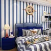 Wallpapers Blue Stripe Baby Boys Bedroom Wallpaper 5 M Roll Self Adhesive Kids Rooms Peel And Stick Wall Paper Child Papel De Parede EZ032