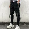 Men's Pants Side Pockets Pencil Men Hip Hop Patchwork Ripped Sweatpants Streetwear Casual Slim Jogger Trousers Ribbons Harem