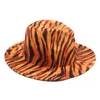 New Tiger Animal Print Fedora Hats with Black Bottom Wide Brim Women Men Jazz Party Top Hat Outdoor Travel Sun Protection Cap