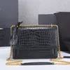 Solid Alligator Bag Chain Cross Body Pure Shoulder Bags Hand Wallet Three Dimensional Outer Moneybag Interior Slot Pocket